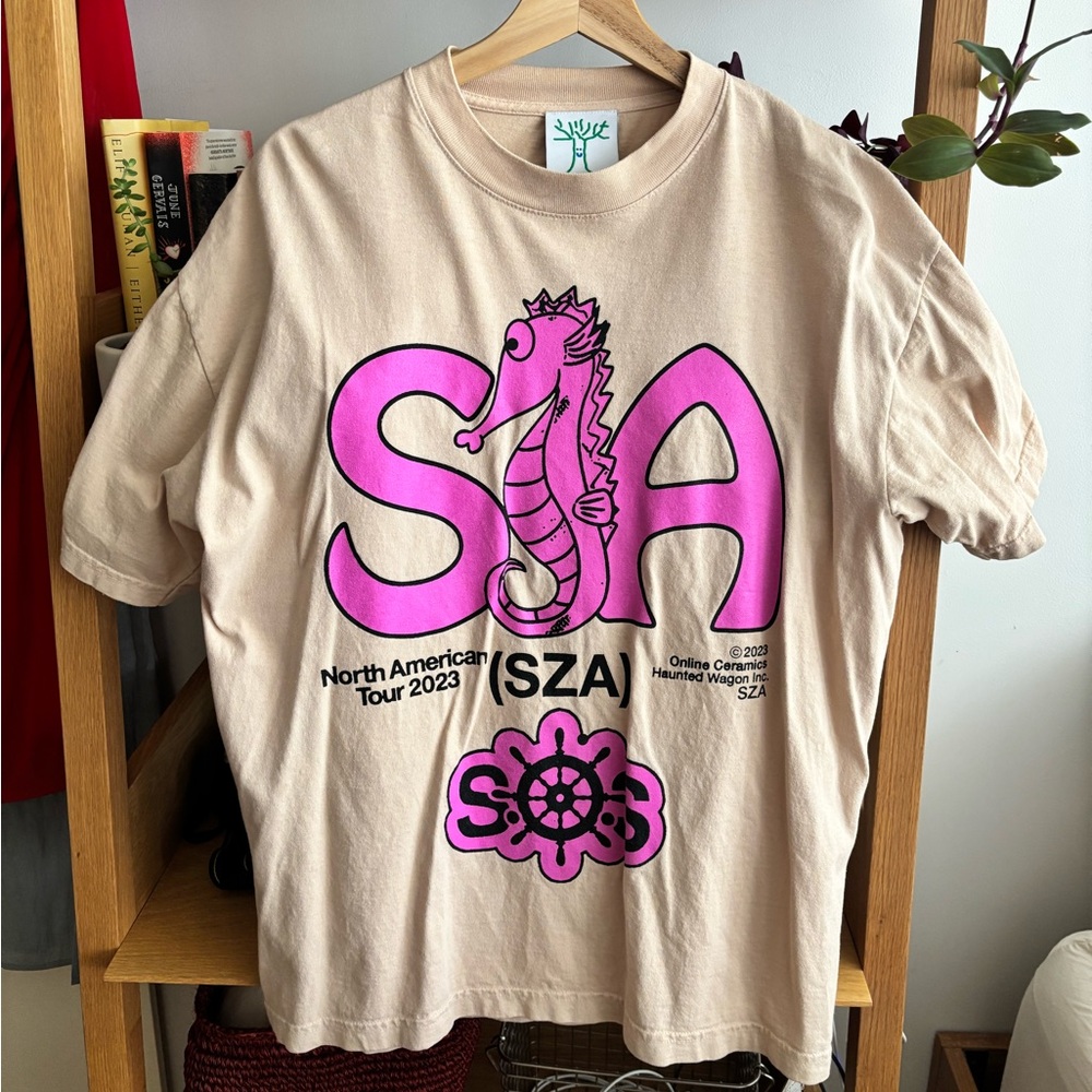 Online Ceramics SZA Tour Beige Tee